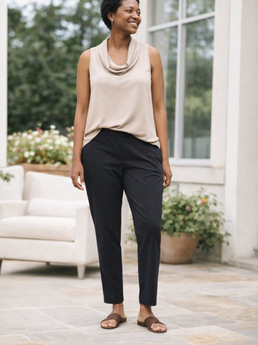 Eileen Fisher Black Organic Cotton Stretch Pants